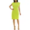 Nina Leonard Pleated Sheath Dress In Green