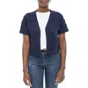 Nina Leonard Pointelle Stitch Short Sleeve Bolero