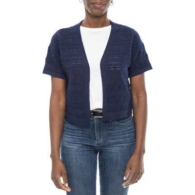 Nina Leonard Pointelle Stitch Short Sleeve Bolero