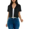Nina Leonard Pointelle Stitch Short Sleeve Bolero In Black