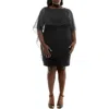 Nina Leonard Popover Chiffon Sheath Dress In Black