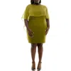 Nina Leonard Popover Chiffon Sheath Dress In Green