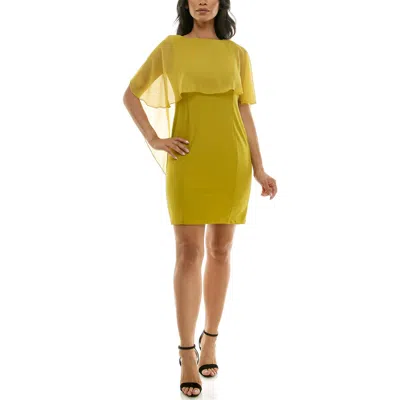 Nina Leonard Popover Chiffon Sheath Dress In Green