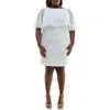 Nina Leonard Popover Chiffon Sheath Dress In Ivory
