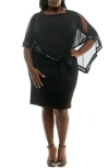 Nina Leonard Popover Sequin Chiffon Sheath Dress In Black