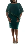 Nina Leonard Popover Sequin Chiffon Sheath Dress In Rich Pine