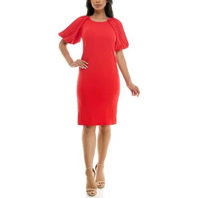Nina Leonard Puff Sleeve Shift Dress