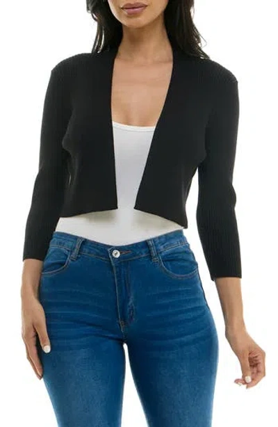 Nina Leonard Ribbed Bolero Cardigan In Black