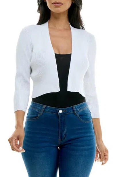Nina Leonard Ribbed Bolero Cardigan In White