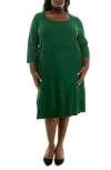 Nina Leonard Ribbed Fit & Flare Sweater Dress In Jewel Green