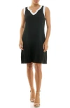 Nina Leonard Ribbed Sheath Dress In Black/white