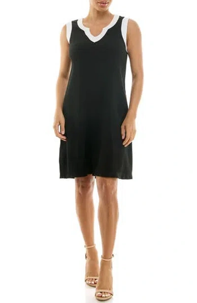 Nina Leonard Ribbed Sheath Dress In Black/white
