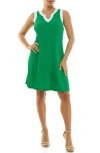 Nina Leonard Ribbed Sheath Dress In Green/white