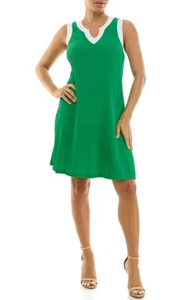 Nina Leonard Ribbed Sheath Dress In Green/white