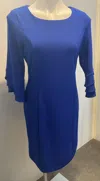 Nina Leonard Royal Blue Dress In Deep Sapphire In Multi