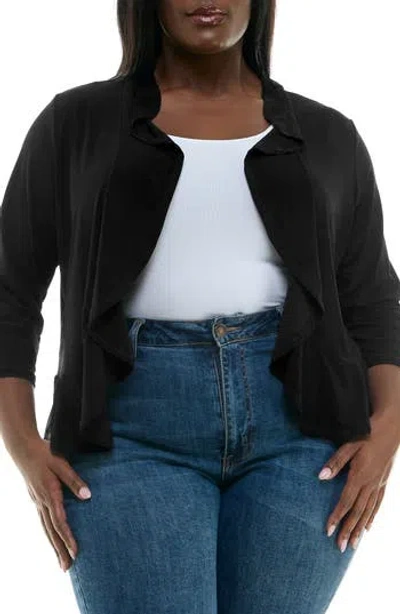 Nina Leonard Ruffle Bolero In Black