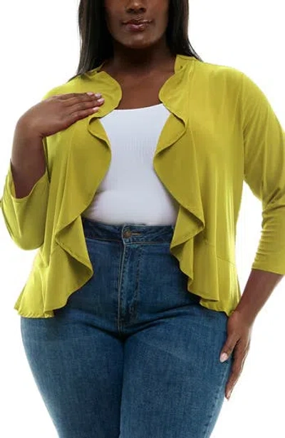 Nina Leonard Ruffle Bolero In Green