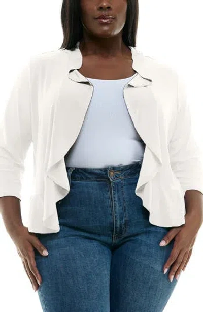 Nina Leonard Ruffle Bolero In White