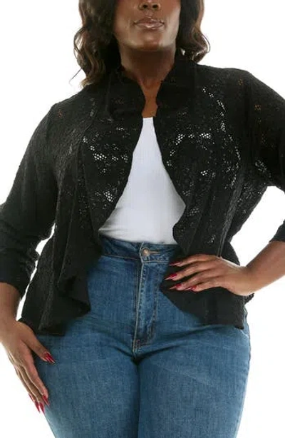 Nina Leonard Ruffle Lace Bolero In Black