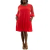 Nina Leonard Ruffle Long Sleeve Chiffon Dress In Poppy Red