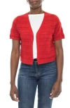 Nina Leonard Pointelle Stitch Short Sleeve Bolero In Nina Red