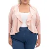 Nina Leonard Ruffle Trim Bolero Cardigan (plus Size In Blush