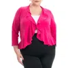 Nina Leonard Ruffle Trim Bolero Cardigan (plus Size In Dragon Fruit