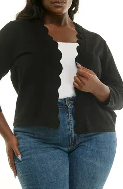 Nina Leonard Scalloped Bolero In Black