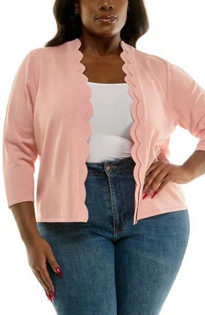 Nina Leonard Scalloped Bolero In Pink