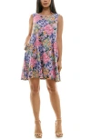 Nina Leonard Scoop Neck Sleeveless Dress In Multi