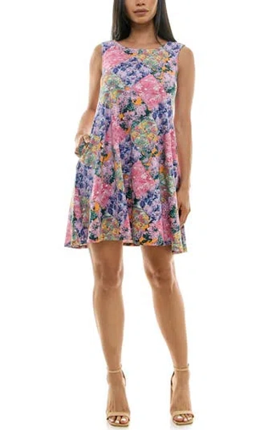 Nina Leonard Scoop Neck Sleeveless Dress In Multi