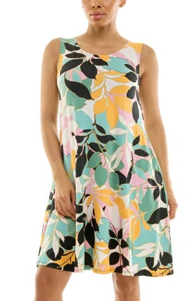Nina Leonard Scoop Neck Sleeveless Dress In Multi