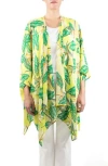 Nina Leonard Semi Sheer Open Front Topper In Green