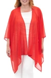 Nina Leonard Semi Sheer Open Front Topper In Red