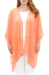 Nina Leonard Semi Sheer Open Front Topper In Neutral
