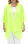 Nina Leonard Semi Sheer Open Front Topper In Green