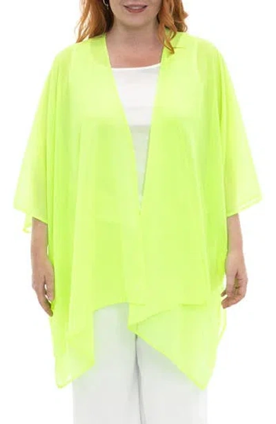 Nina Leonard Semi Sheer Open Front Topper In Green