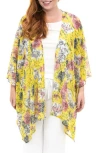 Nina Leonard Semi Sheer Open Front Topper In Yellow