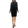 Nina Leonard Sequin Embellished Long Sleeve Sweater Dress In Black