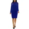 Nina Leonard Sequin Embellished Long Sleeve Sweater Dress In Blue