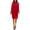 Nina Leonard Sequin Embellished Long Sleeve Sweater Dress In Red