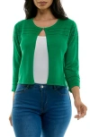 Nina Leonard Sheer Stripe Knit Bolero In Bright Green
