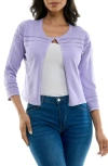 Nina Leonard Sheer Stripe Knit Bolero In Lavender