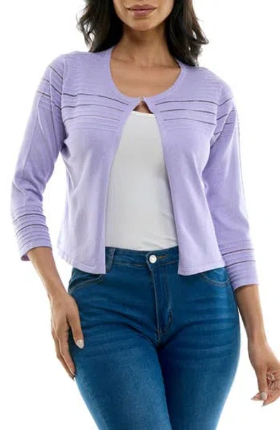 Nina Leonard Sheer Stripe Knit Bolero In Lavender