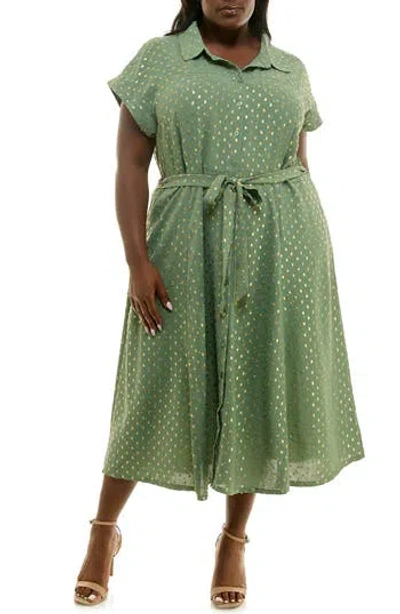 Nina Leonard Short Sleeve Clip Dot Shirtdress In Animal Print