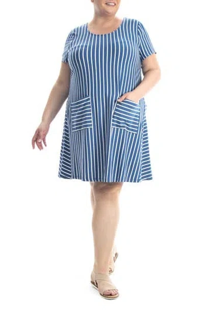 Nina Leonard Short Sleeve T-shirt Dress In Blue