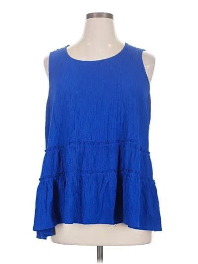 Pre-owned Nina Leonard Sleeveless Blouse In Blue