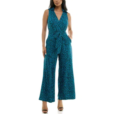 Nina Leonard Sleeveless Faux Wrap Jumpsuit