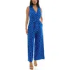 Nina Leonard Sleeveless Faux Wrap Jumpsuit In Blue