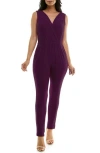 Nina Leonard Sleeveless Jumpsuit In Purple